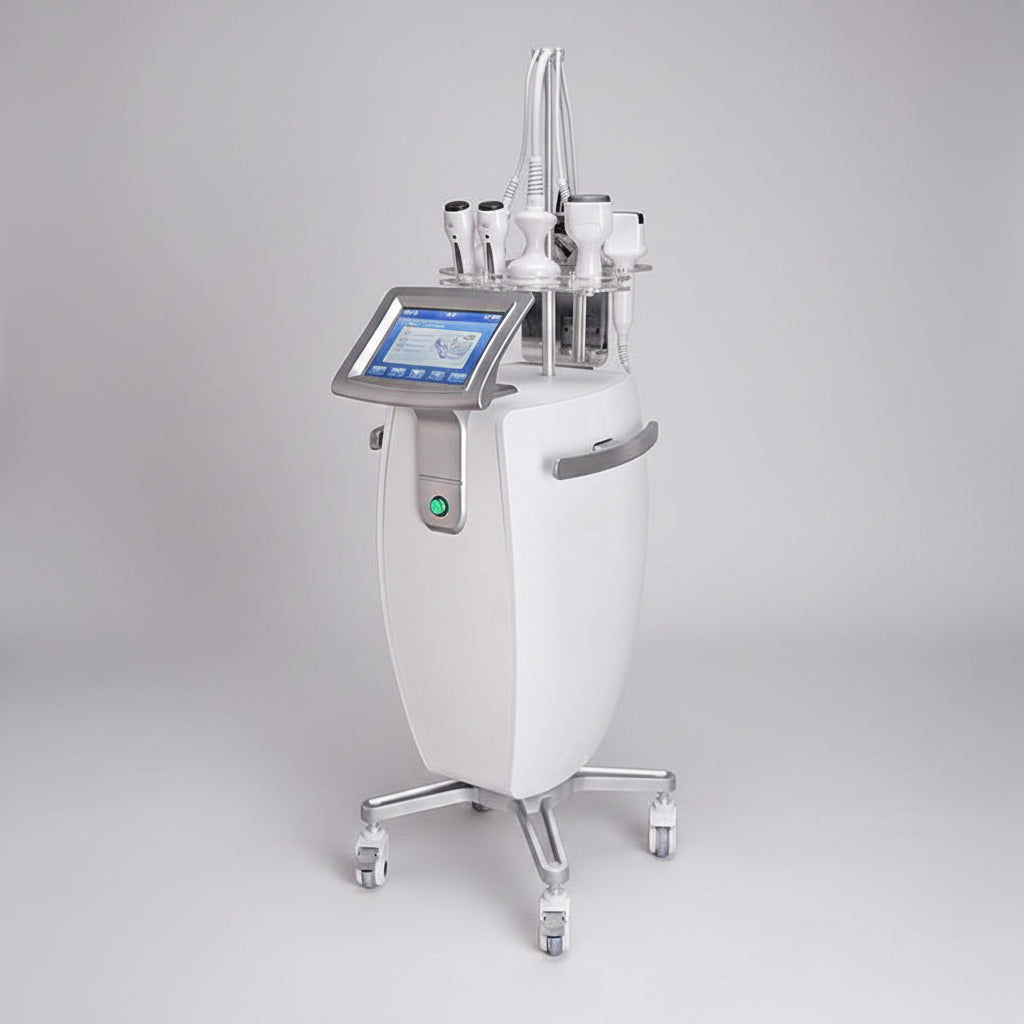 RF & Vacuum Slimming System with 6-in-1 Spiral Cavitation, combining advanced technology for effective fat reduction and body shaping.
