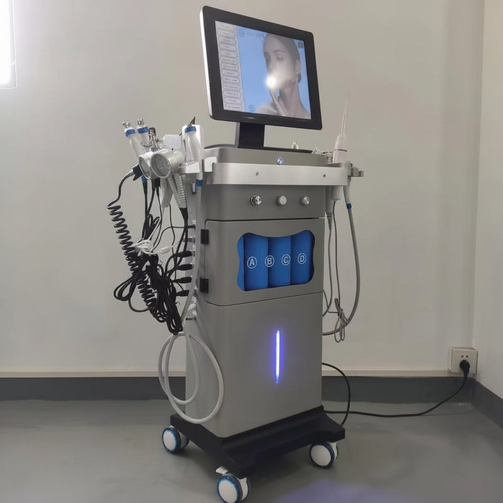 Hydro dermabrasion beauty device with skin rejuvenation for spa and beauty salon use