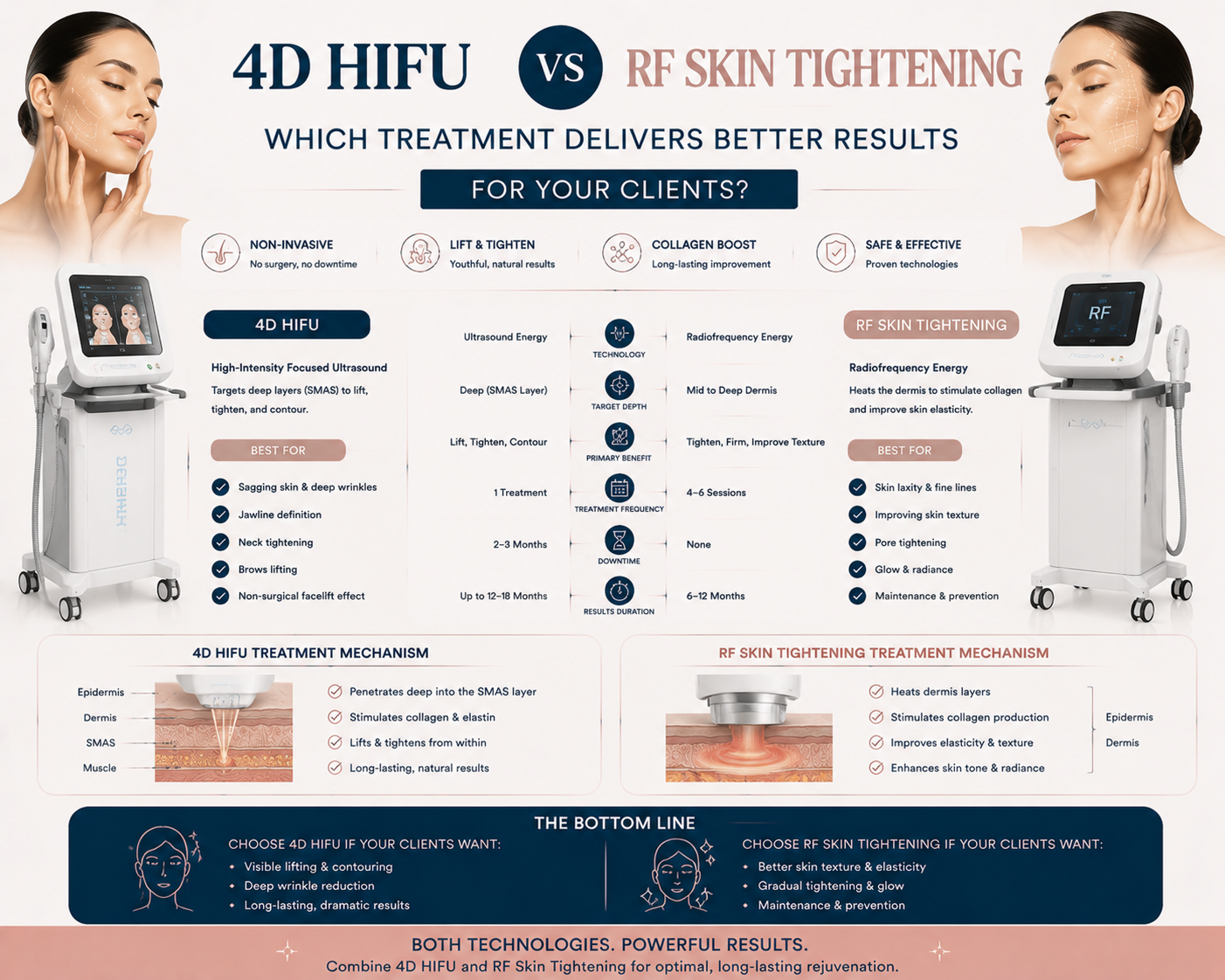 4D HIFU vs RF Skin Tightening: Which Treatment Delivers Better Results for Your Clients?