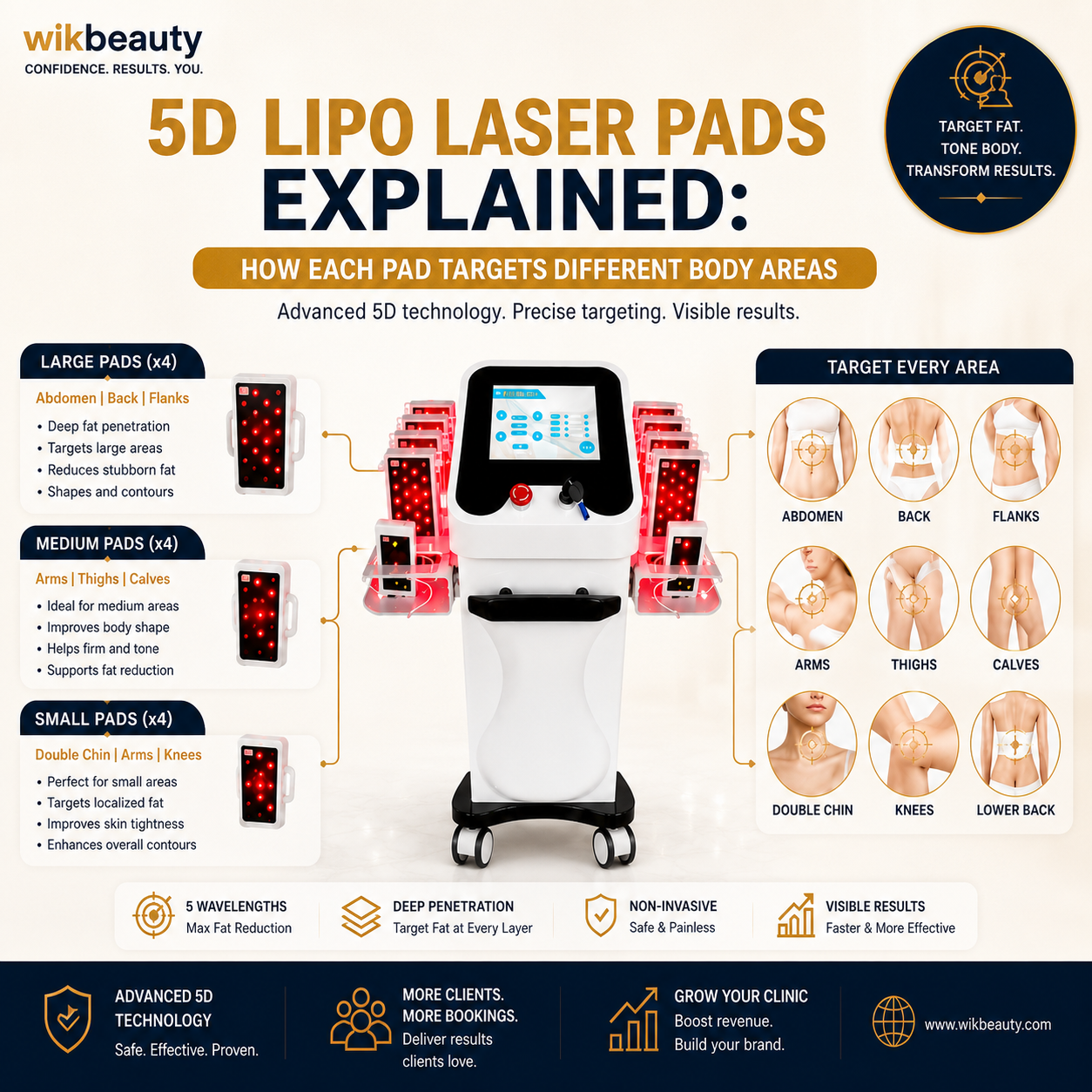 5D Lipo Laser Pads Explained: How Each Pad Targets Different Body Areas