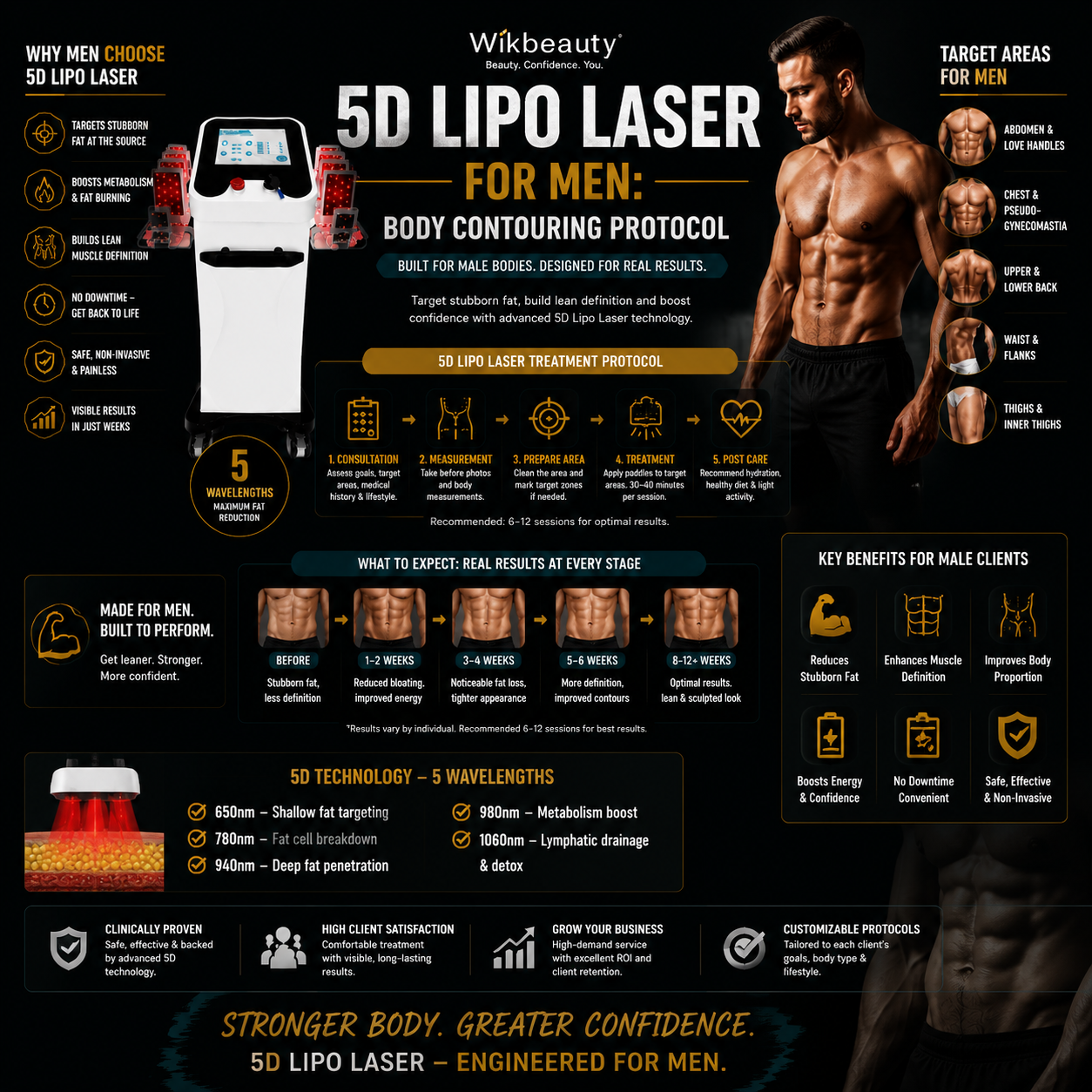 5D Lipo Laser for Men: Body Contouring Protocol for Male Clients