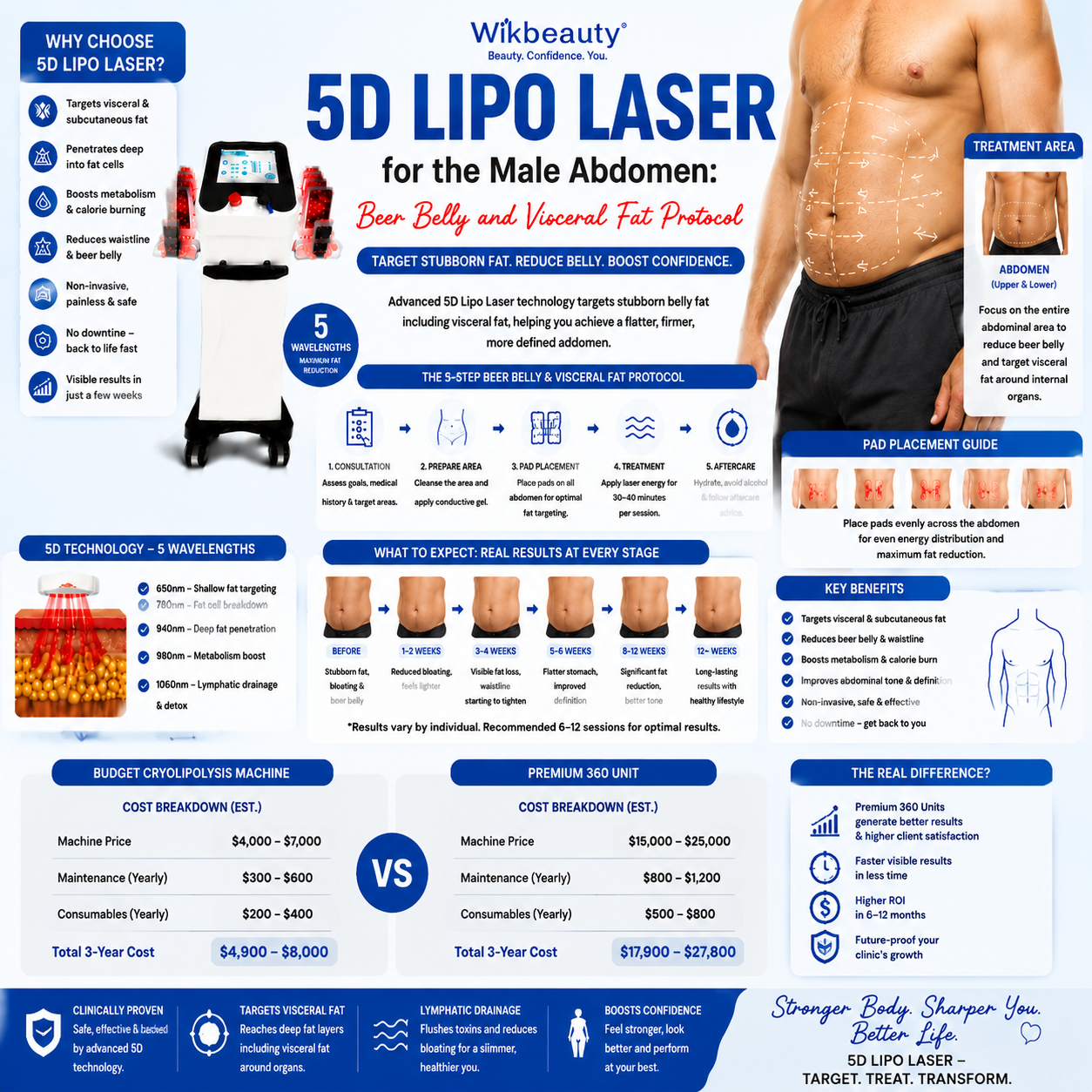5D Lipo Laser for the Male Abdomen: Beer Belly and Visceral Fat Protocol