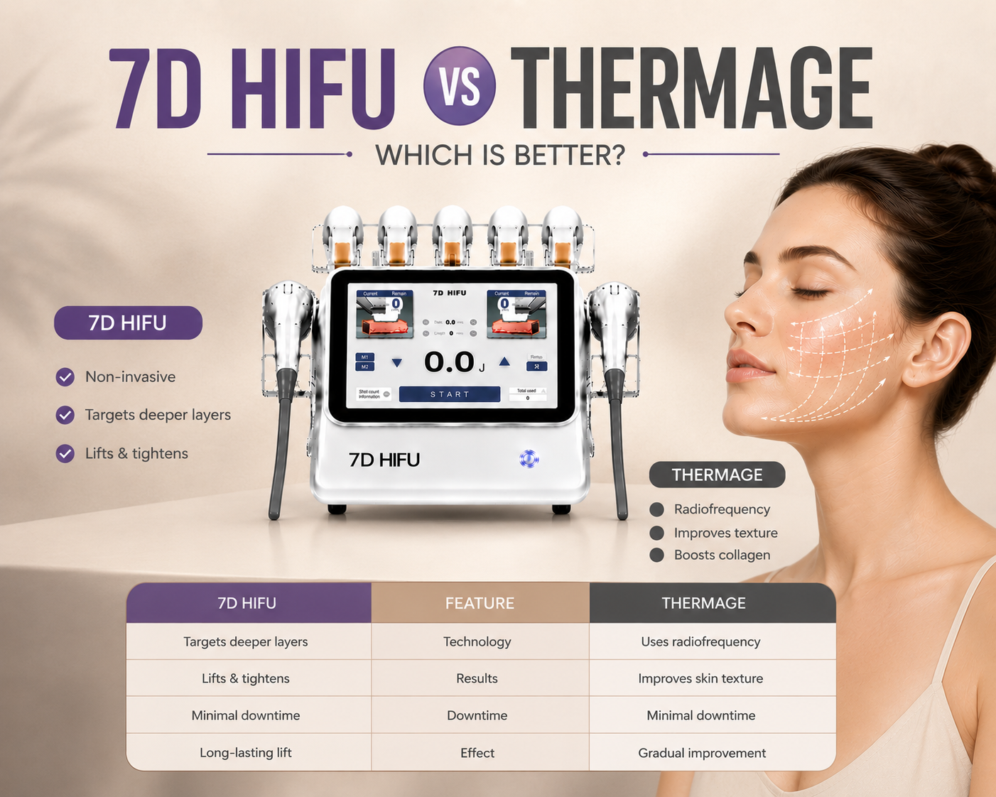 7D HIFU vs Thermage: Which Is Better? Complete Comparison