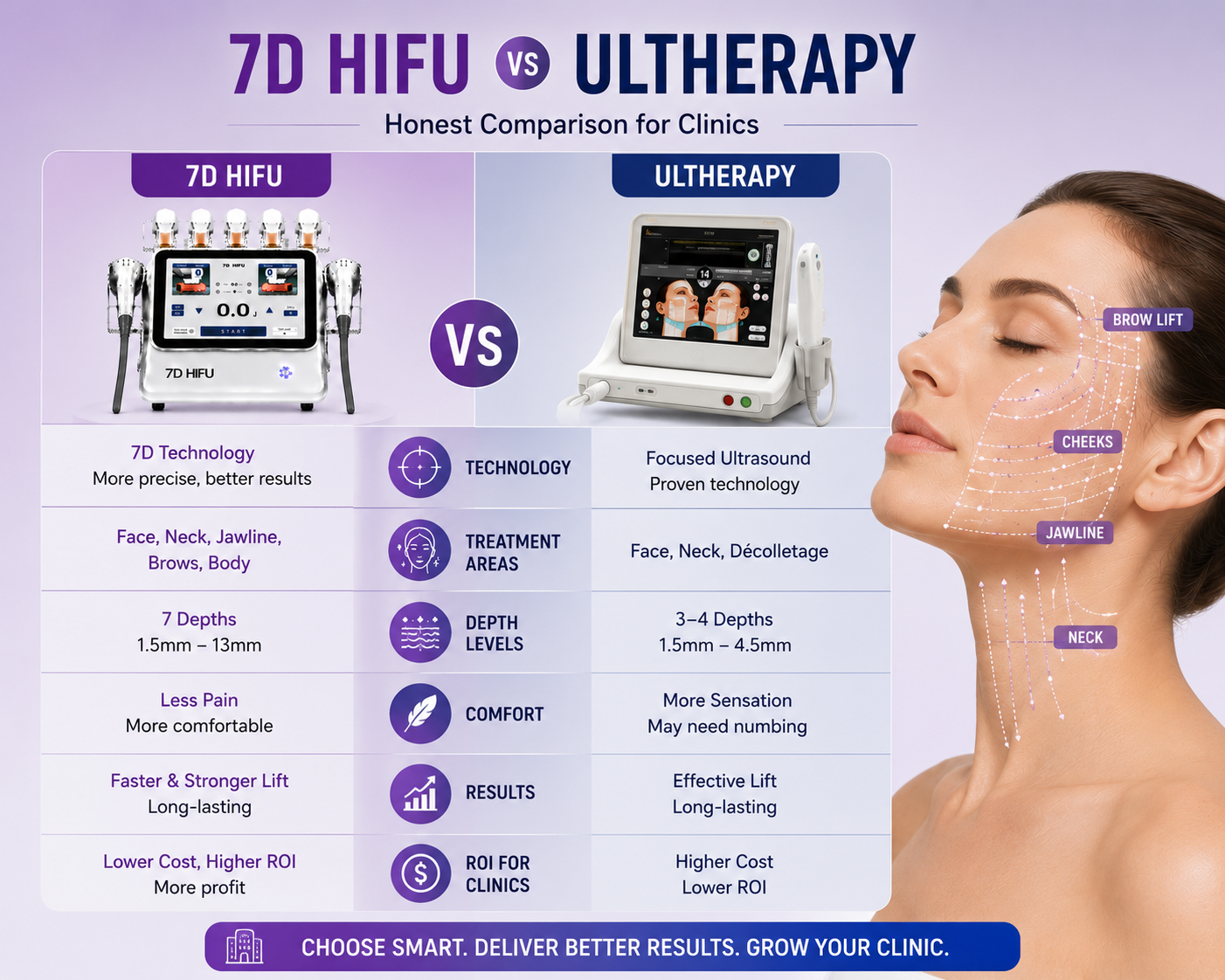 7D HIFU vs Ultherapy: Honest Comparison for Clinics