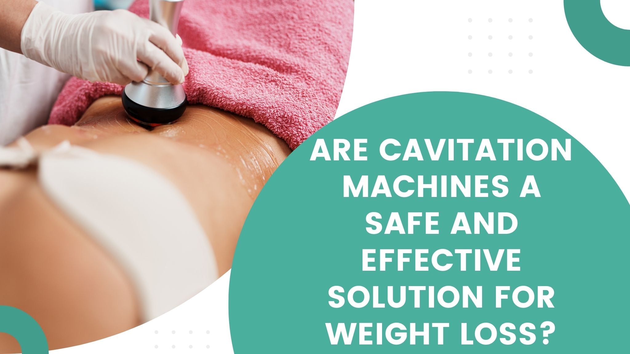 Cavitation machine treatment being performed on a person's abdomen for weight loss