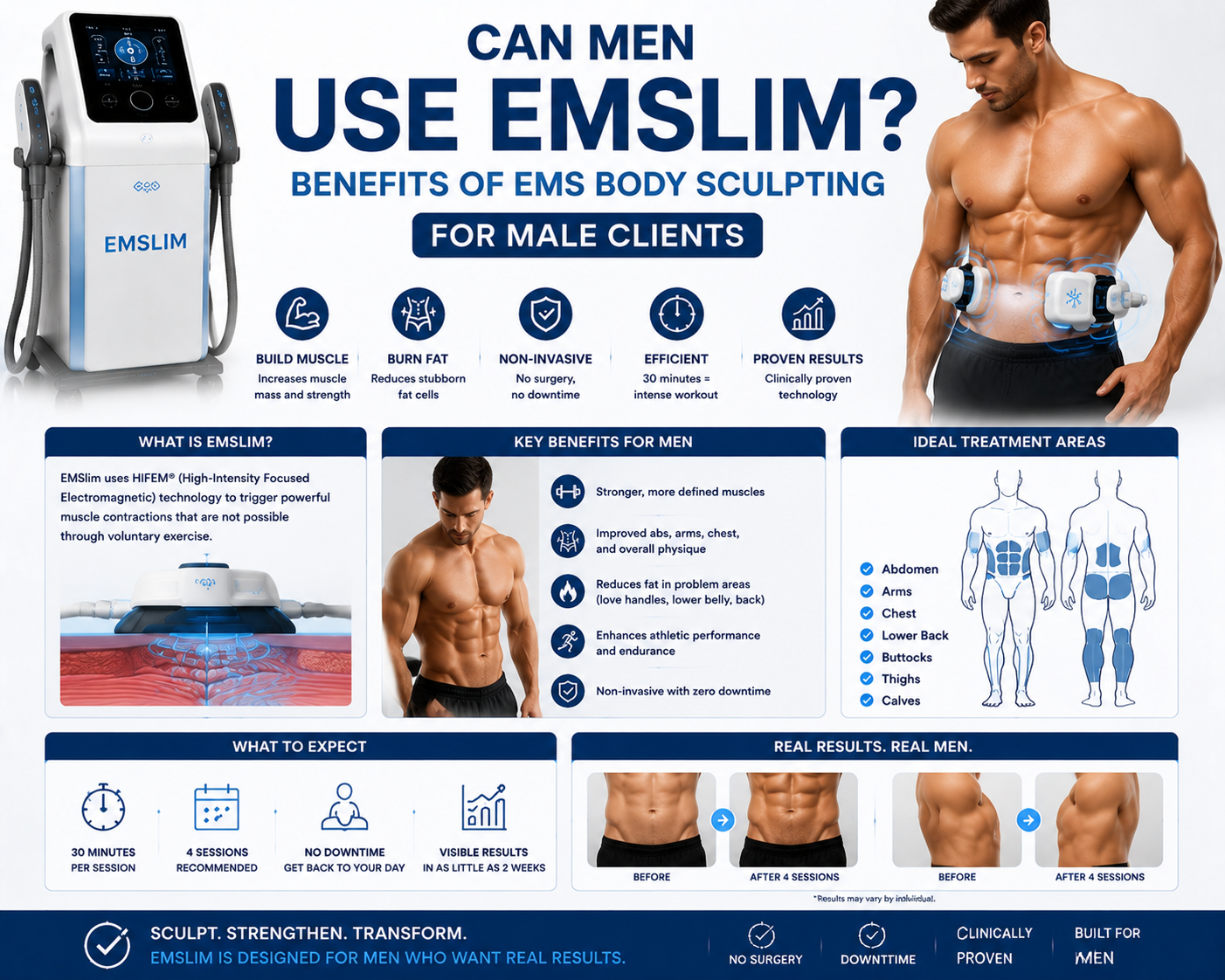 Can Men Use EMSlim? Benefits of EMS Body Sculpting for Male Clients