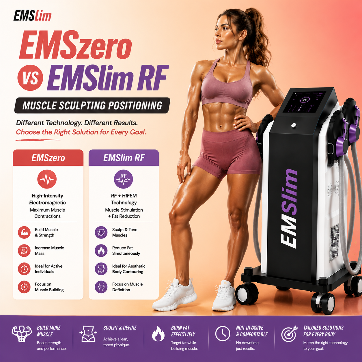 EMSzero vs EMSlim RF - Muscle Sculpting Positioning