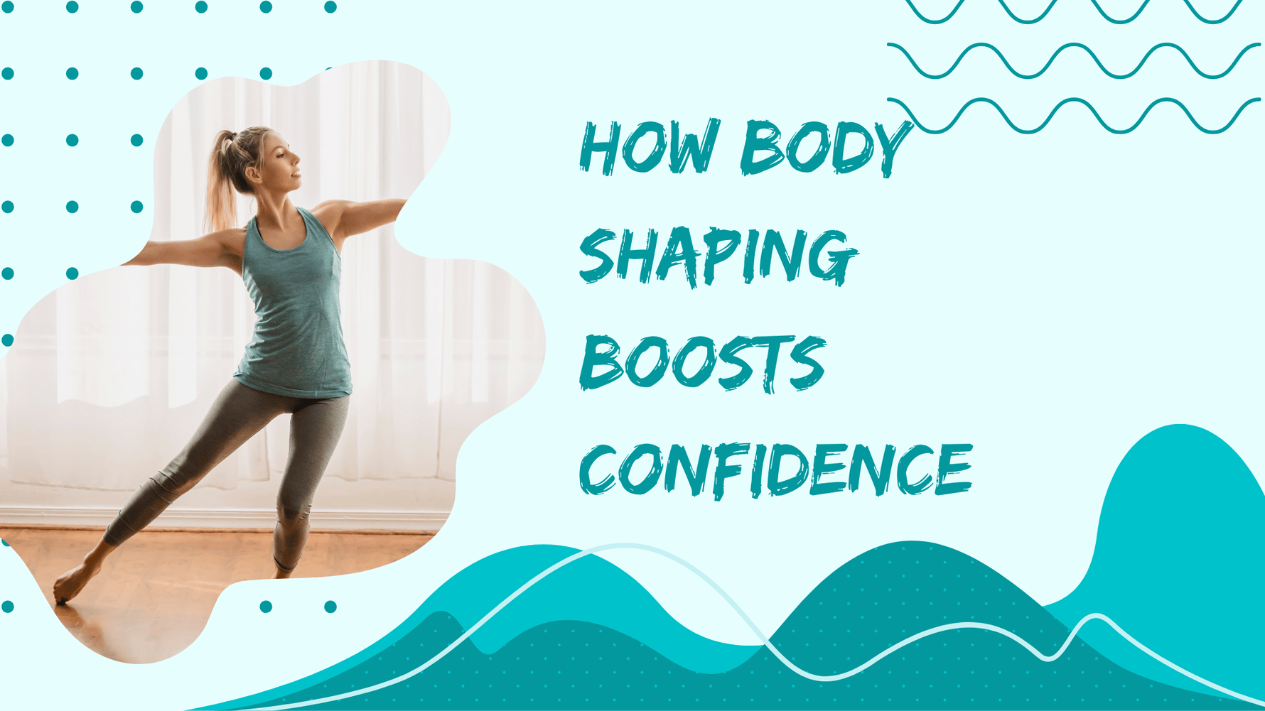 "Body shaping boosts confidence: A woman in activewear gracefully stretching indoors."