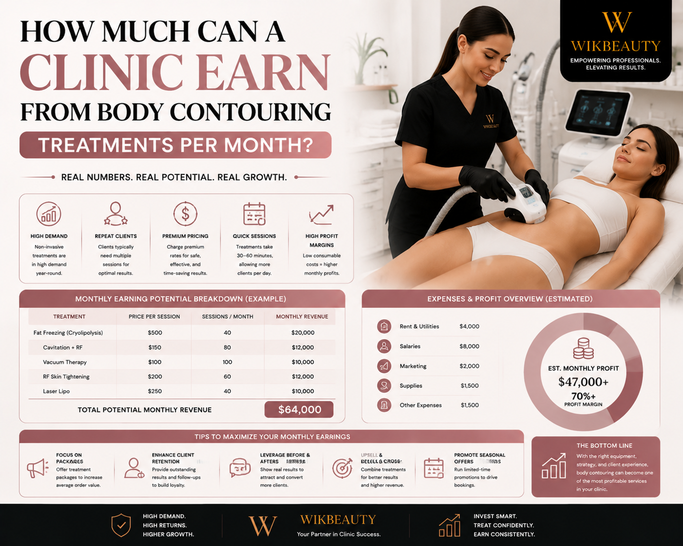 How Much Can a Clinic Earn from Body Contouring Treatments Per Month?