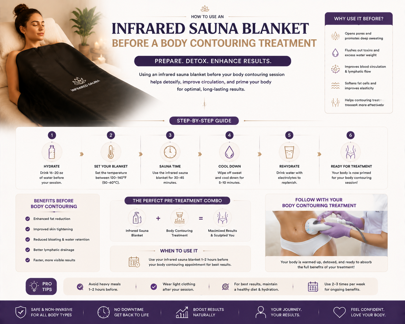 How to Use an Infrared Sauna Blanket Before a Body Contouring Treatment