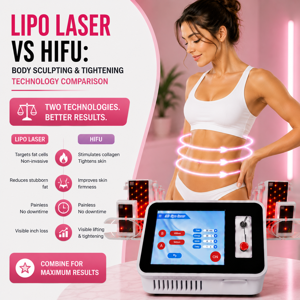 Lipo Laser vs HIFU: Body Sculpting and Tightening Technology Comparison