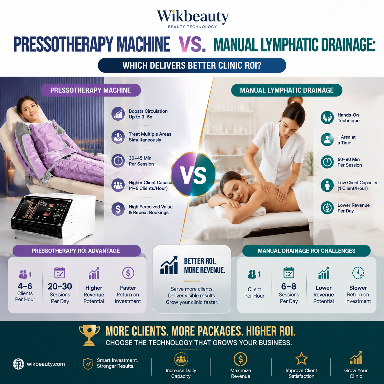 Pressotherapy Machine vs. Manual Lymphatic Drainage: Which Delivers Better Clinic ROI?