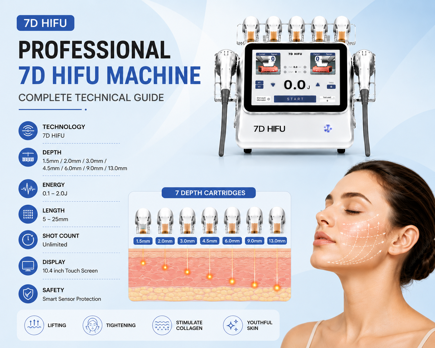 Professional 7D HIFU Machine Specifications: Complete Technical Guide