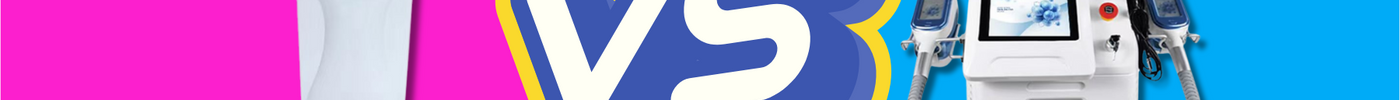  A bold "VS" divides the pink and blue backgrounds, with "Lipo Laser" and "CoolSculpting" text for SEO.