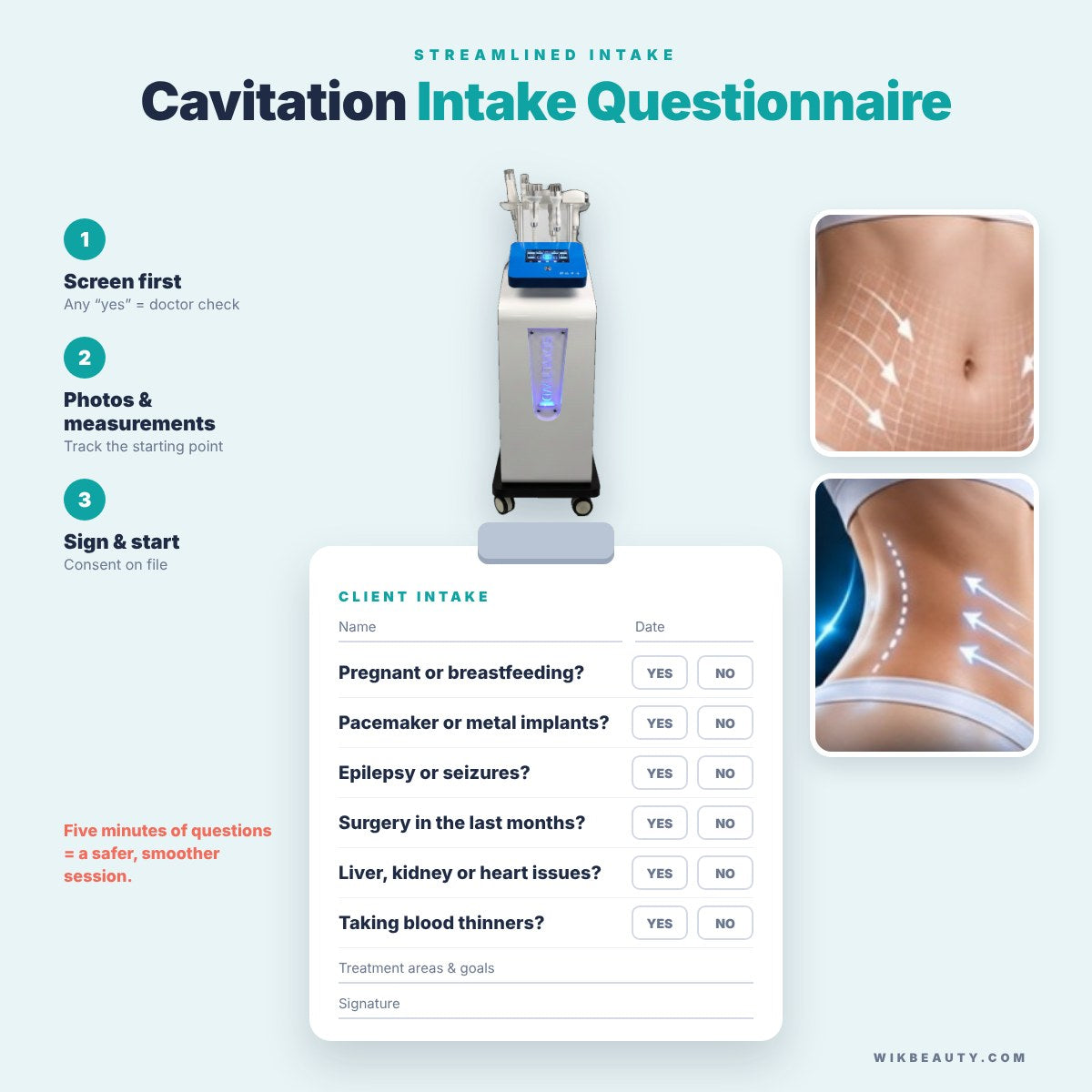 Cavitation Intake Questionnaire: Streamlined Patient Intake