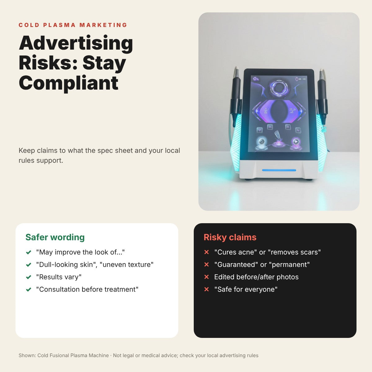 Cold Plasma Advertising Risks: Stay Compliant