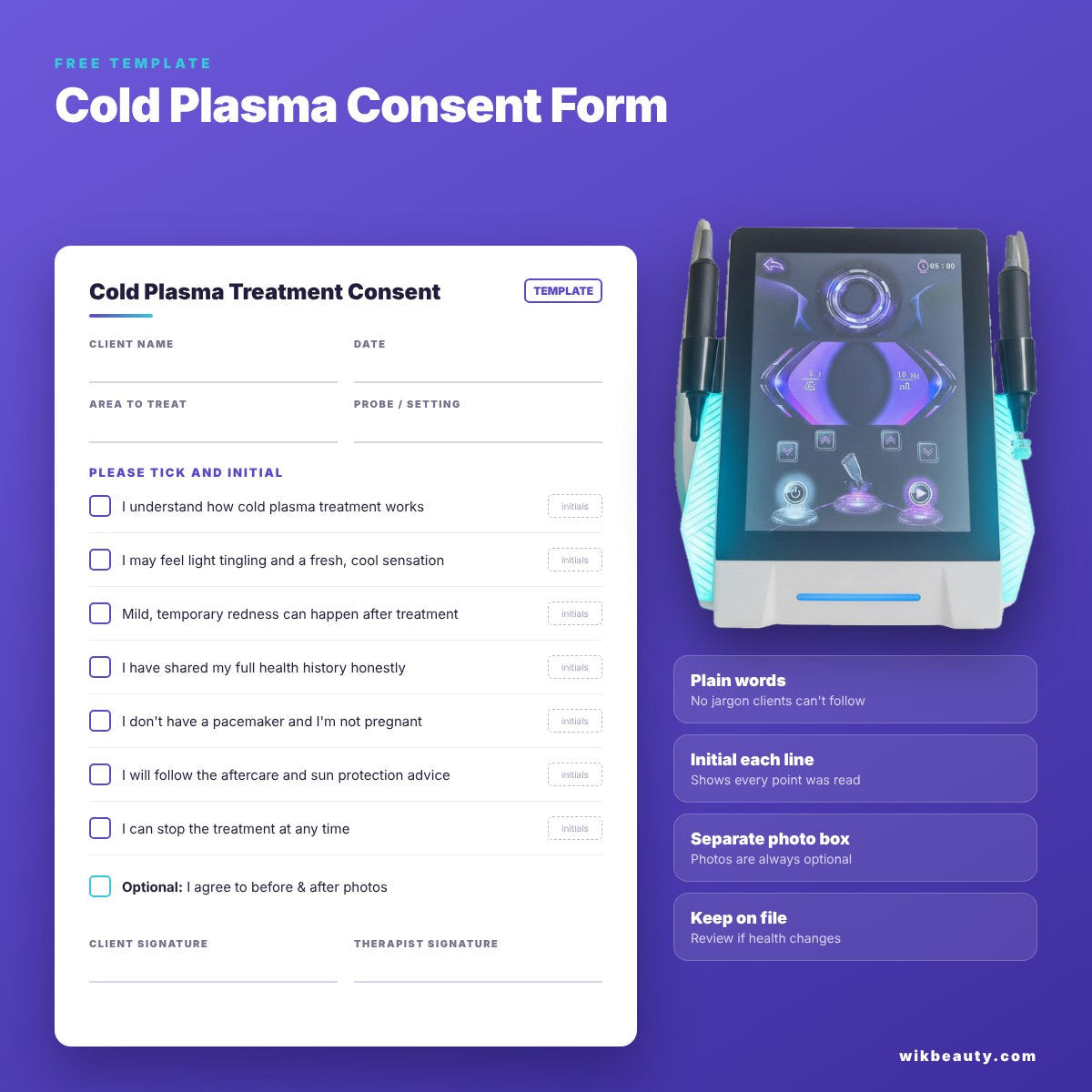 Optimized Cold Plasma Consent Form Template