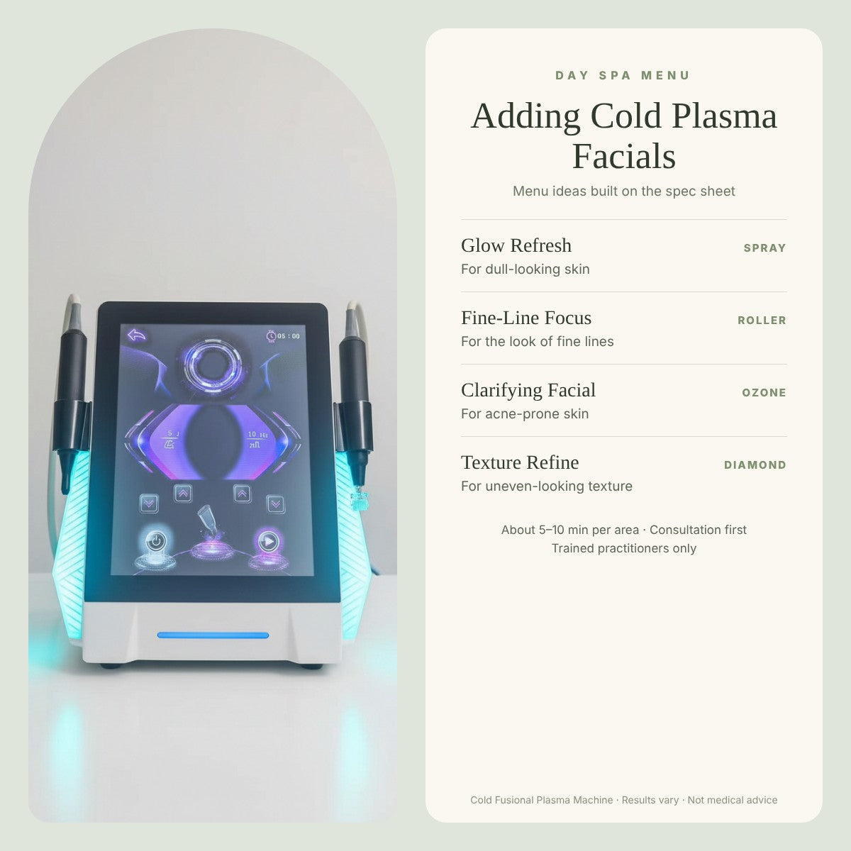 Revitalize Day Spa Menus with Cold Plasma Facials