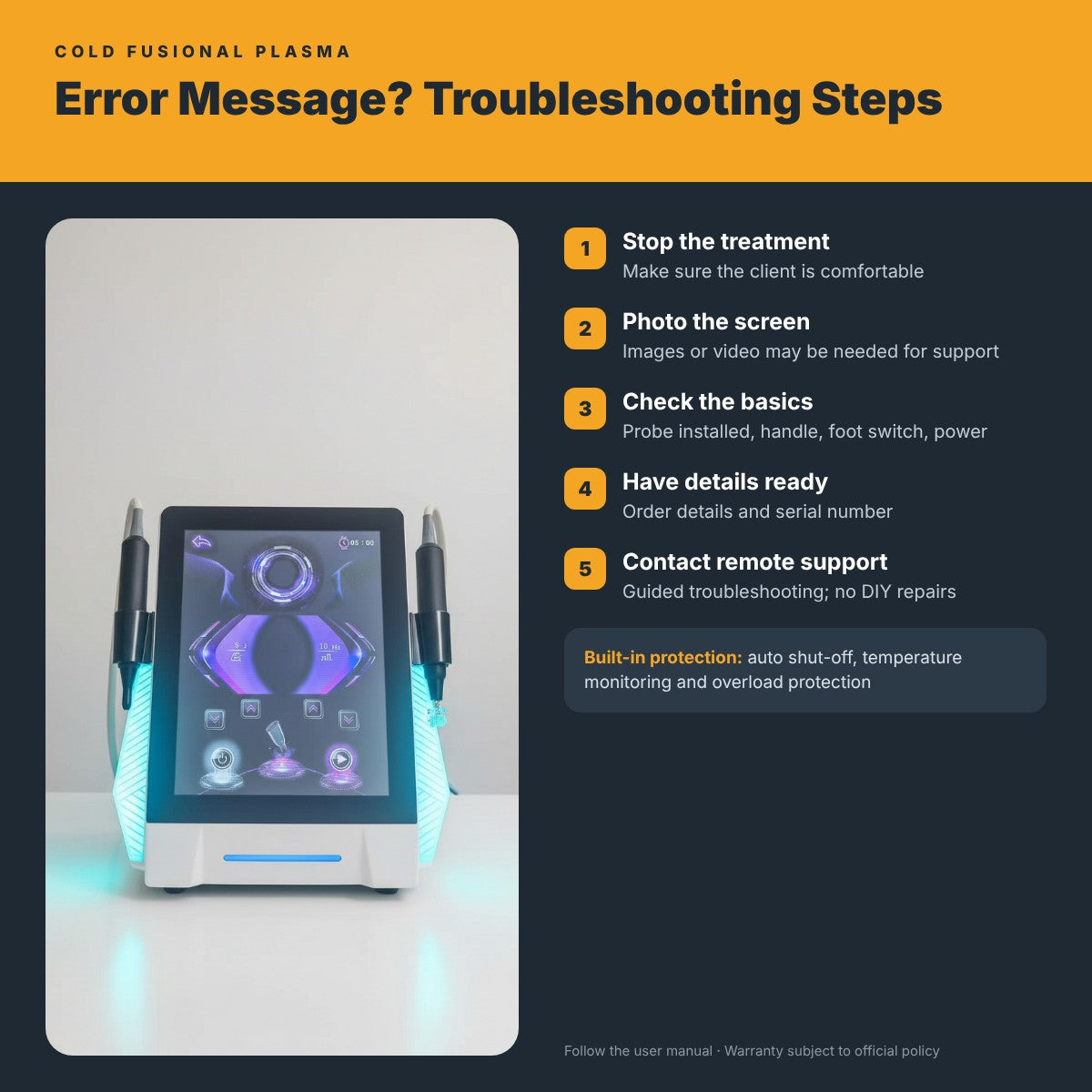 Troubleshooting Cold Plasma Machine Error Messages