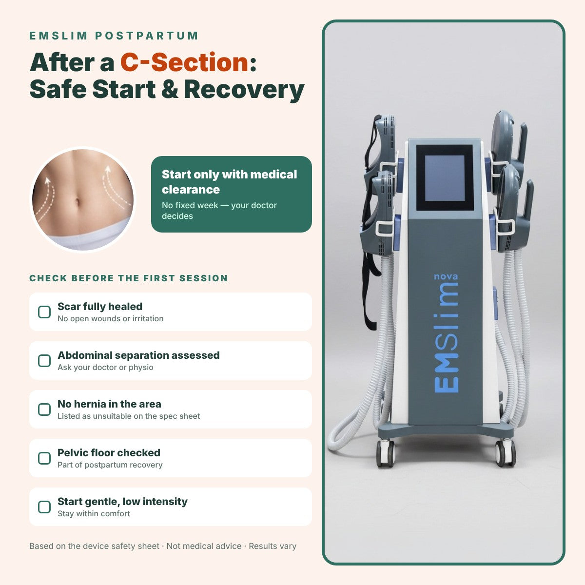 EMSlim After C-Section: Safe Start Timing & Recovery