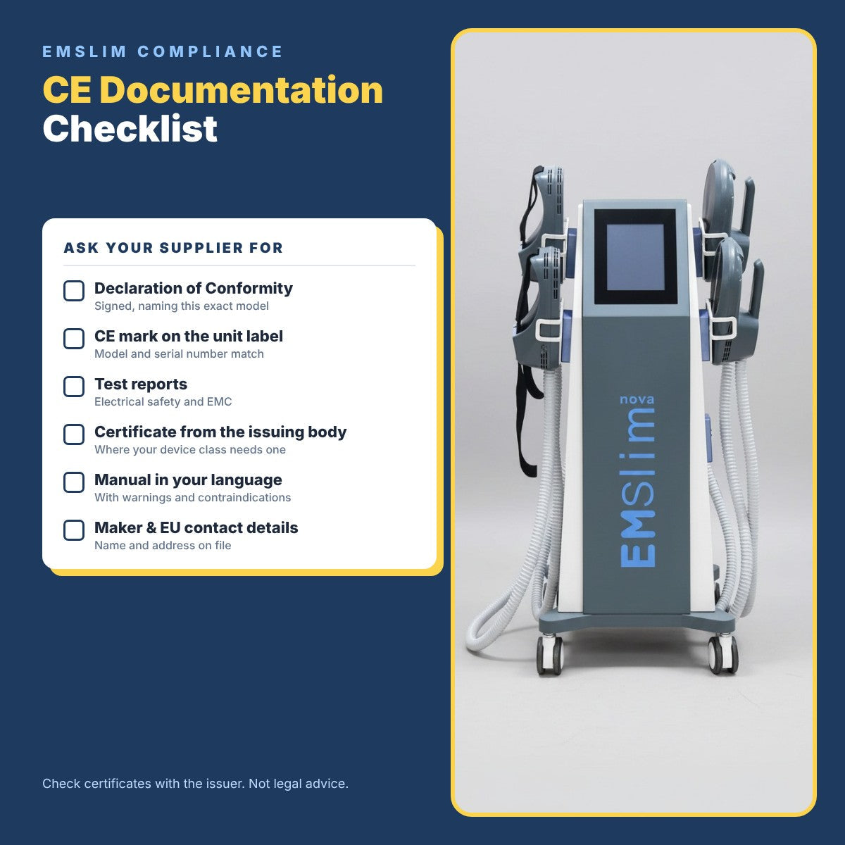 Essential EMSlim Machine CE Documentation Checklist
