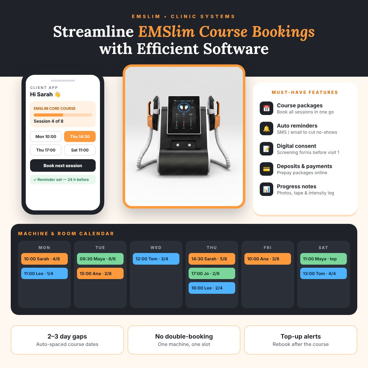 Streamline EMSlim Course Bookings with Efficient Software