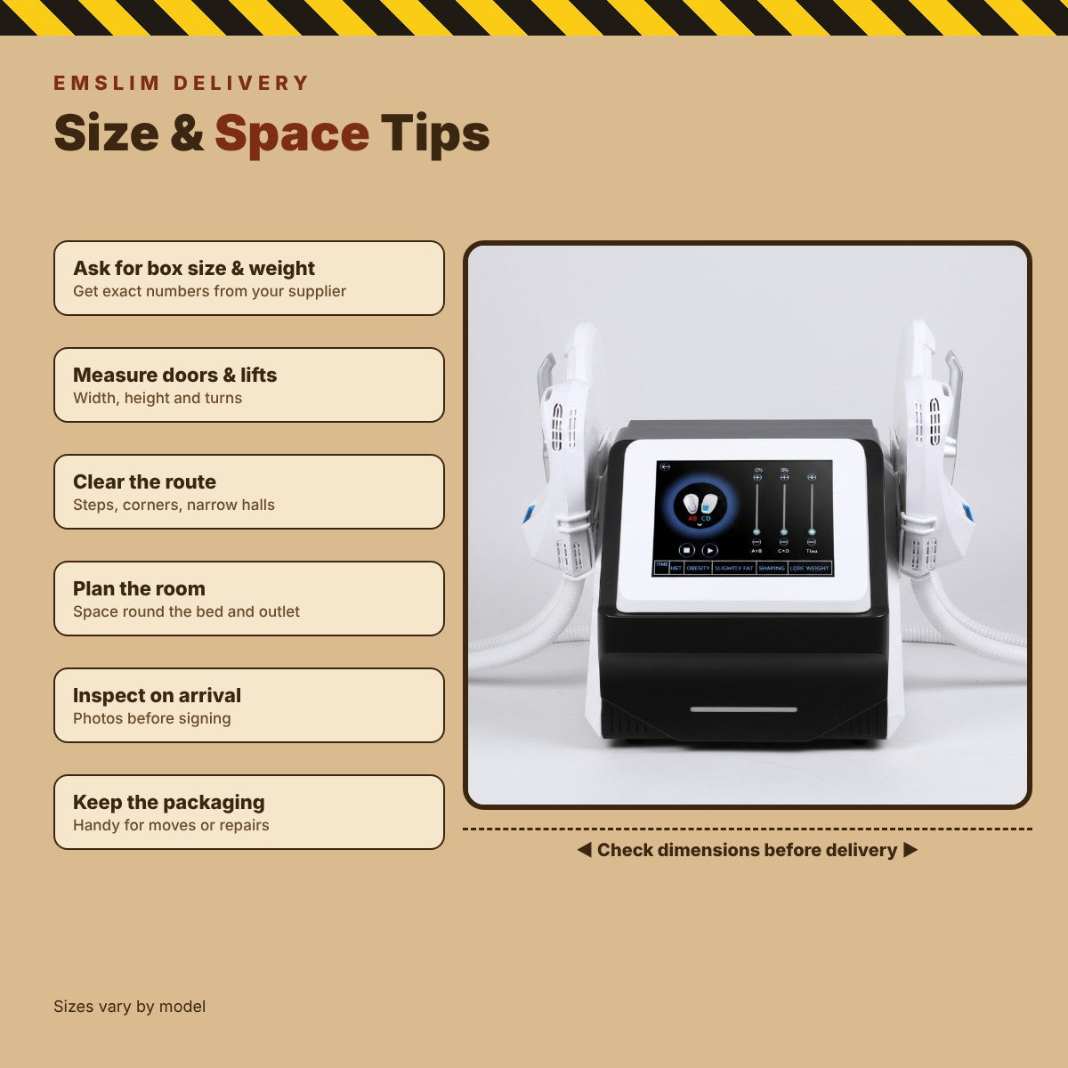 Optimize EMSlim Machine Delivery: Size & Space Tips