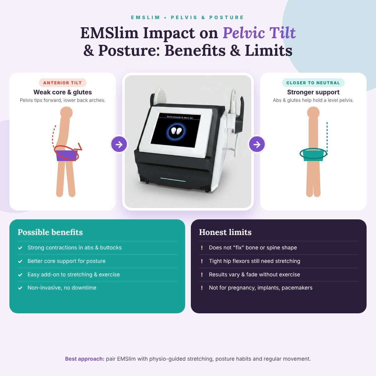 EMSlim Impact on Pelvic Tilt & Posture: Benefits & Limits