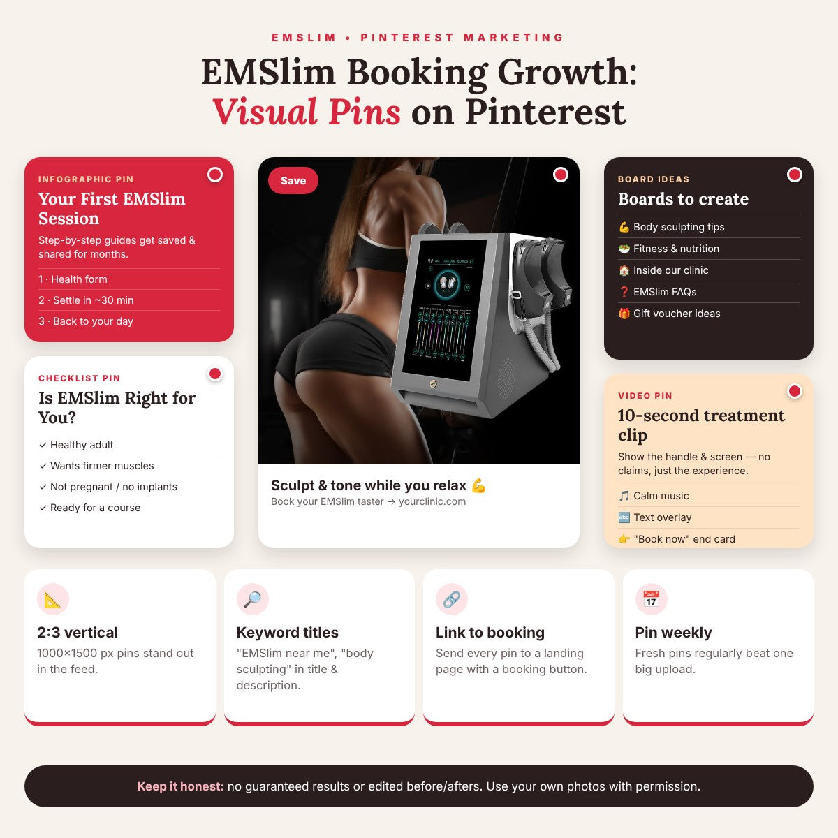EMSlim Booking Growth: Visual Pins on Pinterest