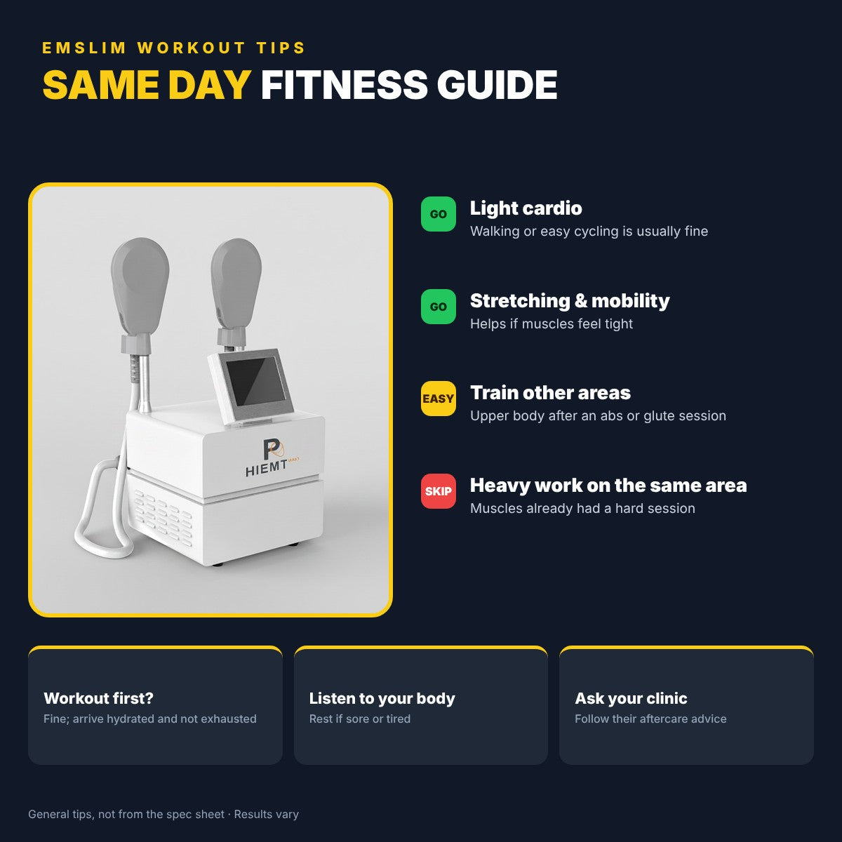 EMSlim Workout Tips: Same Day Fitness Guide