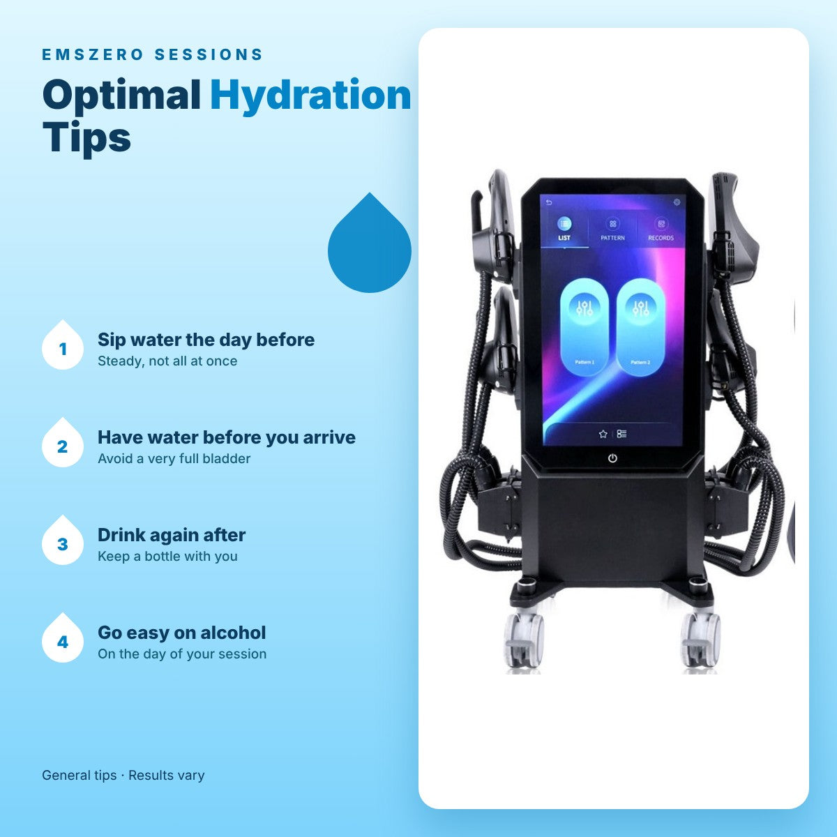 Optimal Hydration Tips for EMSzero Sessions