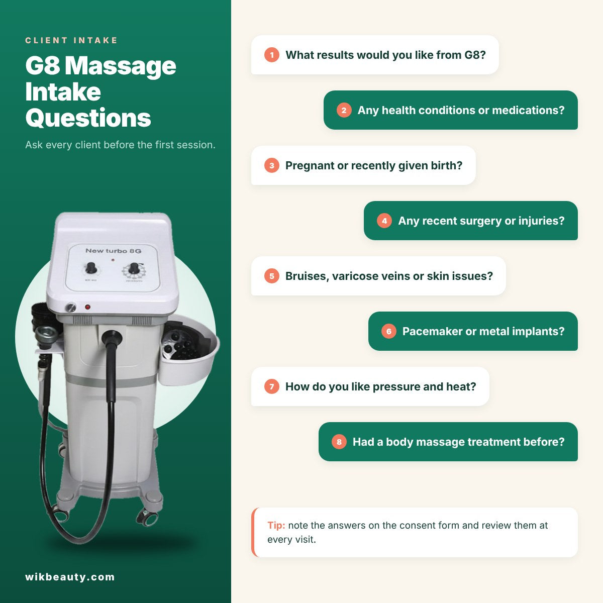 G8 Massage Intake Questions to Ask Every Client