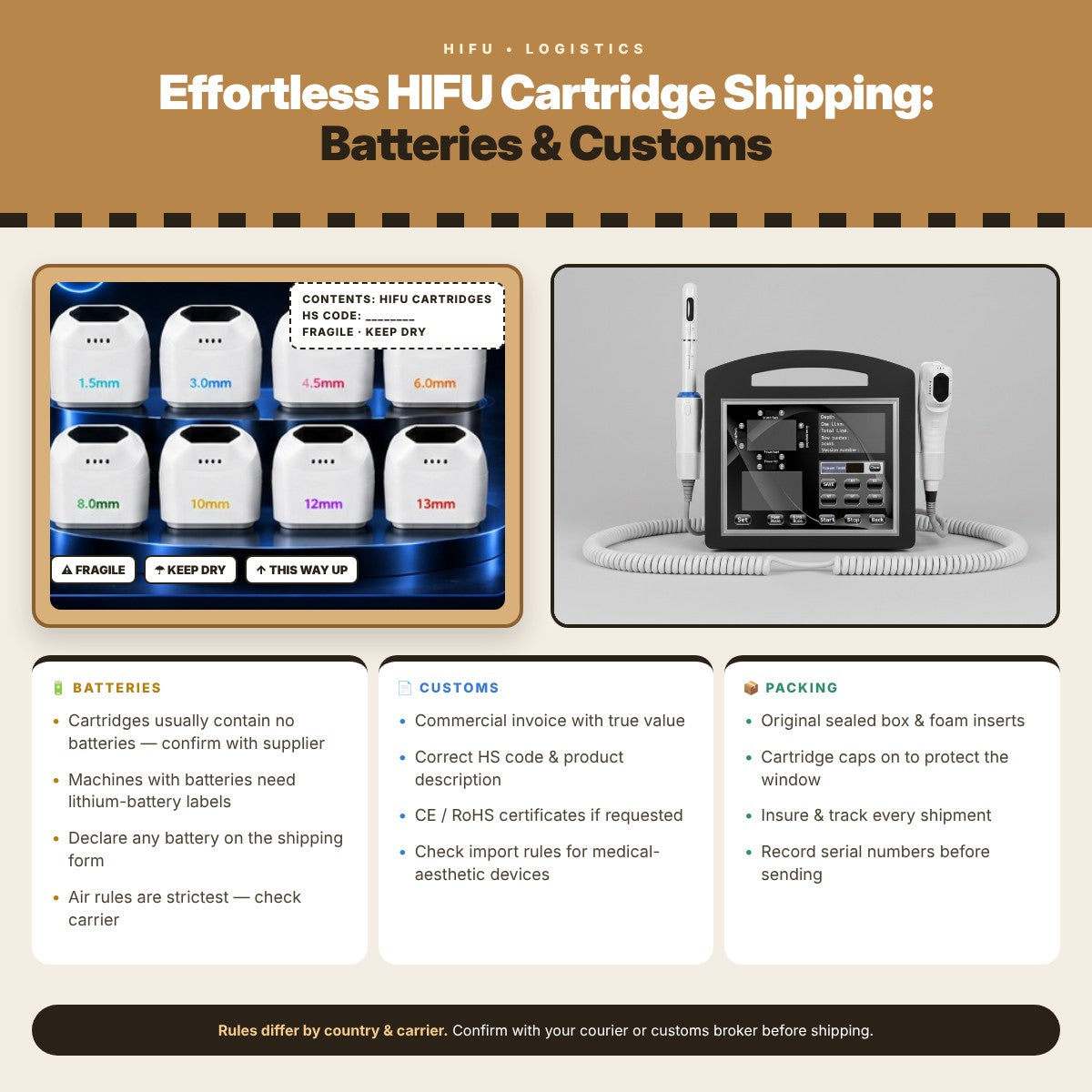 Effortless HIFU Cartridge Shipping: Batteries & Customs