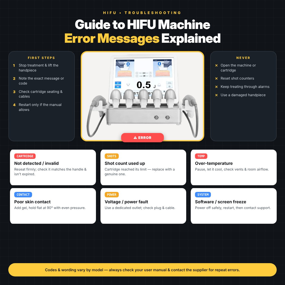 Guide to HIFU Machine Error Messages Explained