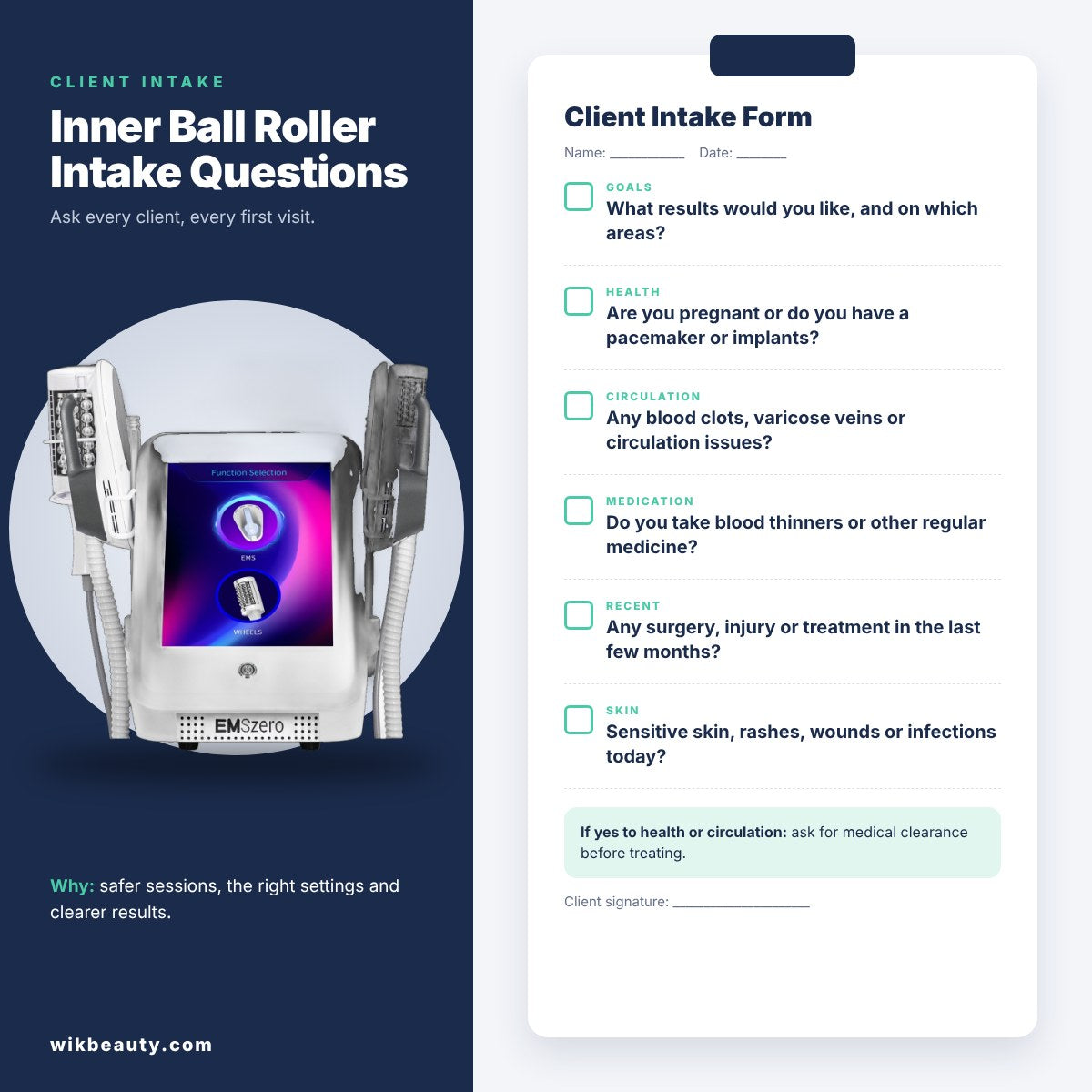 Inner Ball Roller Intake Questions to Ask Every Client