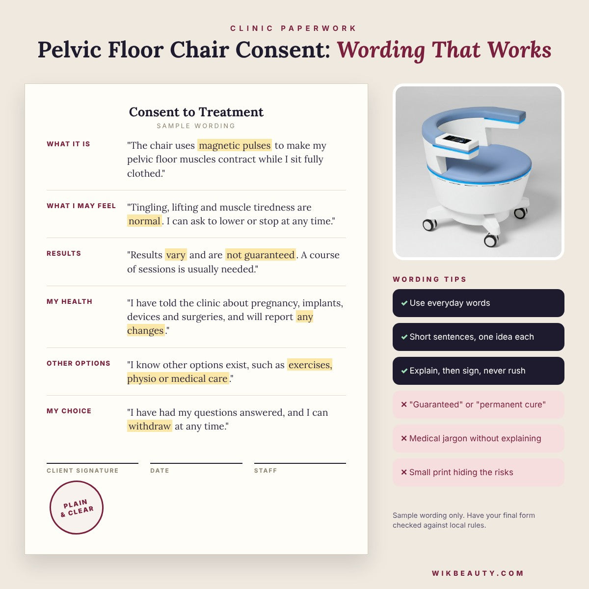 Pelvic Floor Chair Consent: Effective Wording Guide