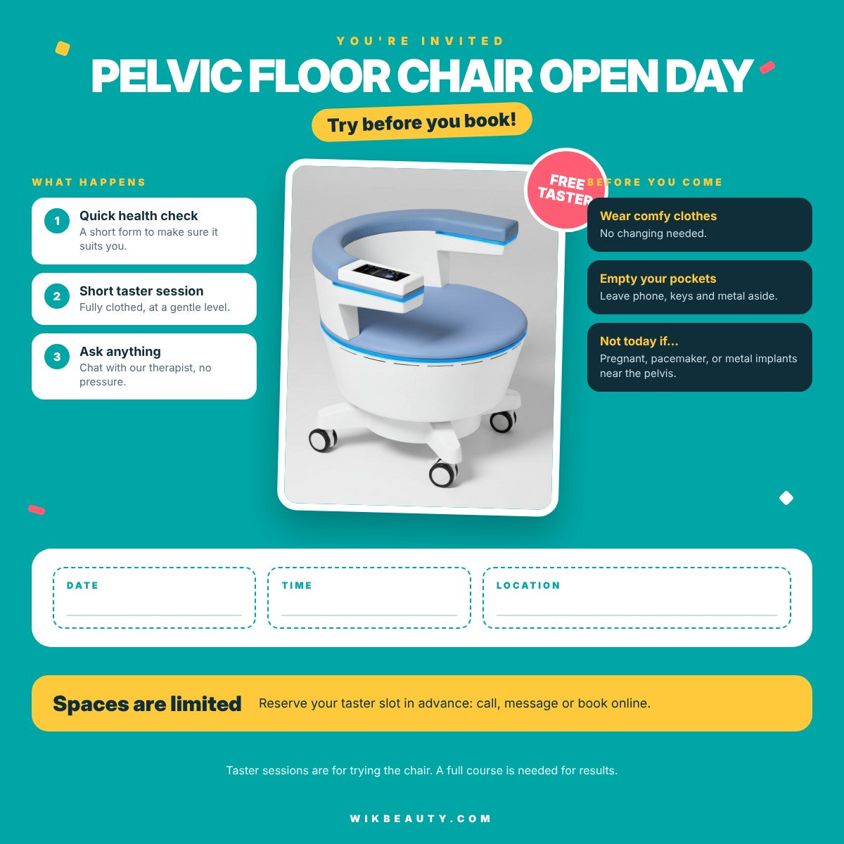 Pelvic Floor Chair Open Day: Try Before You Book