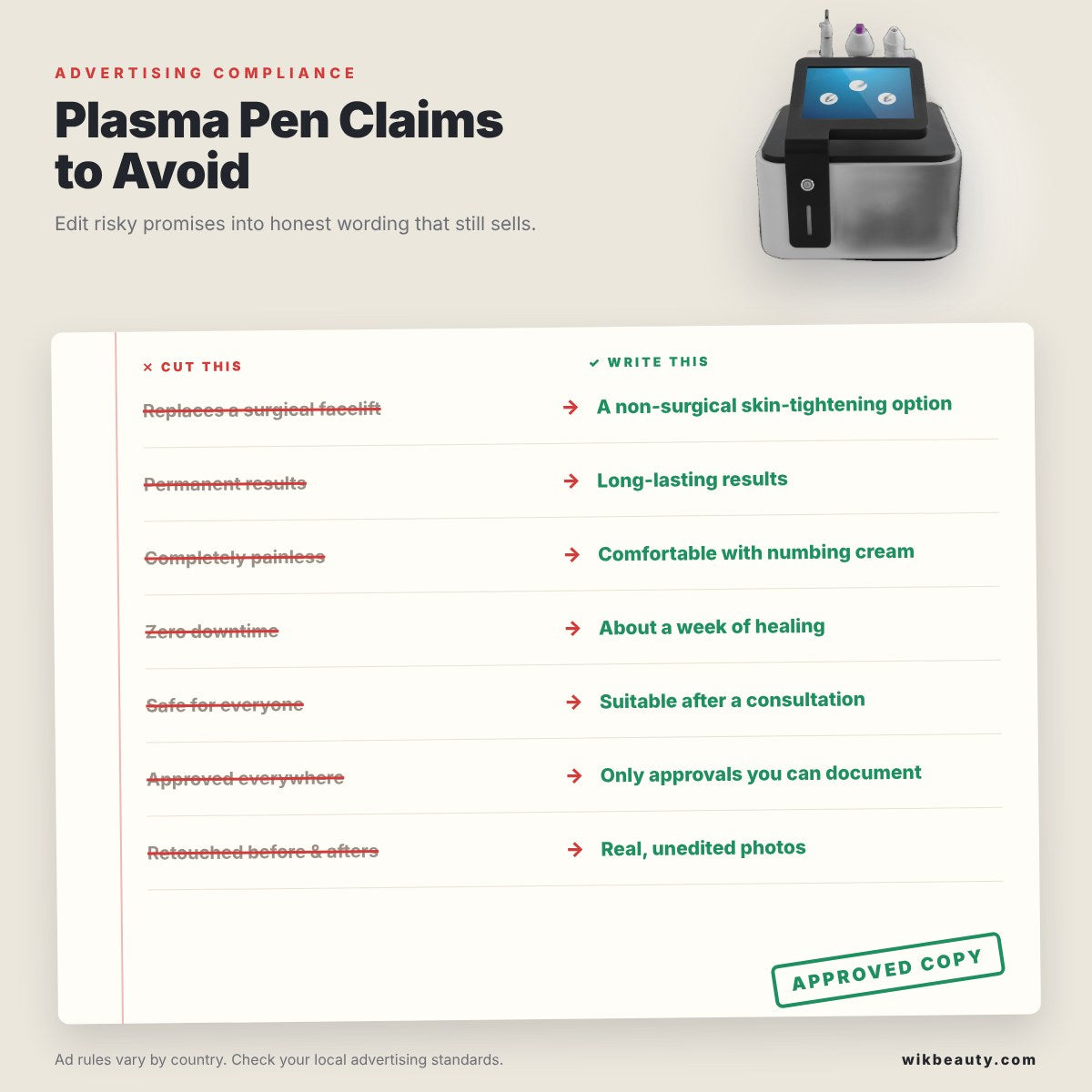 Plasma Pen Claims: What Advertisers Must Avoid