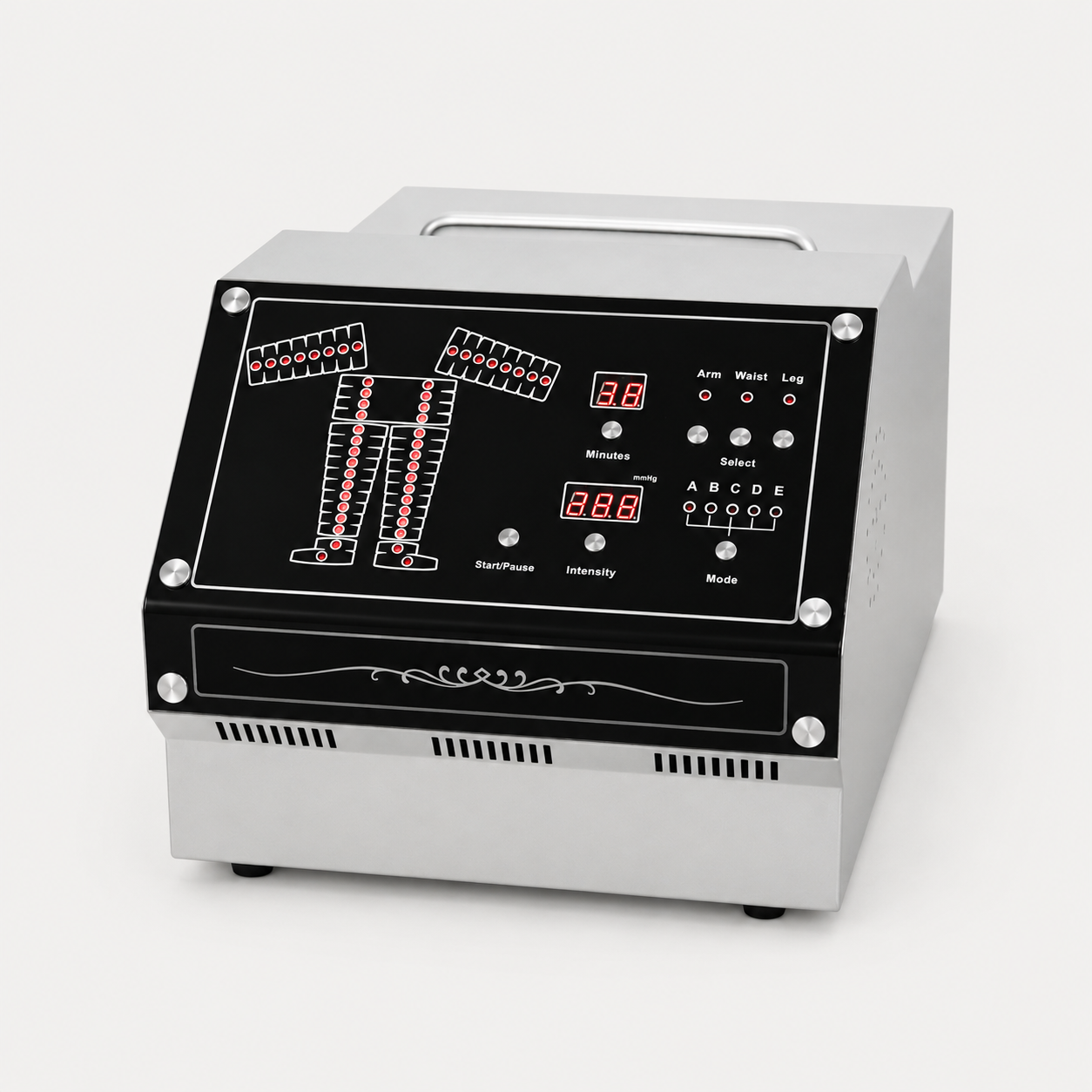a Pressotherapy machine image with main title and subtitle