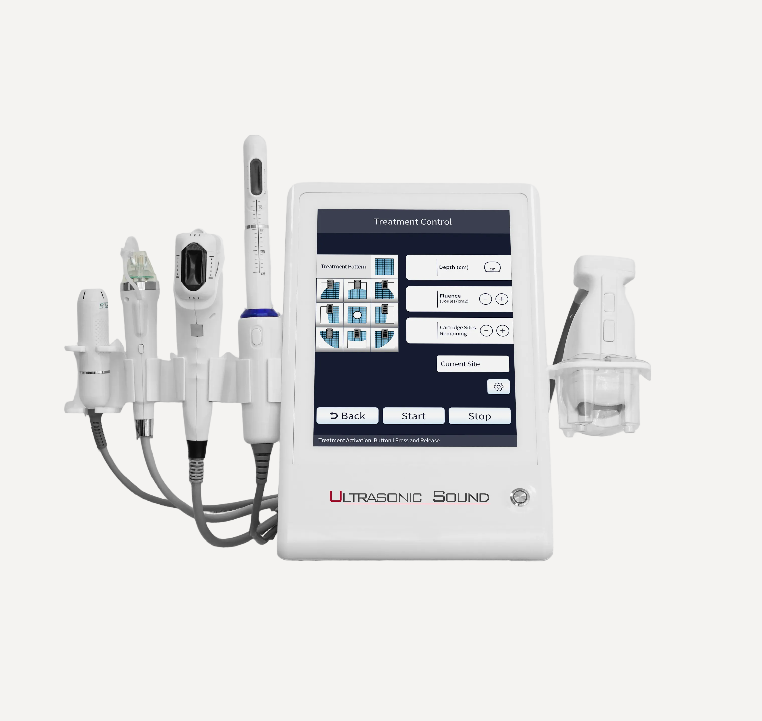 Front view of the 5-in-1 multifunction beauty machine console