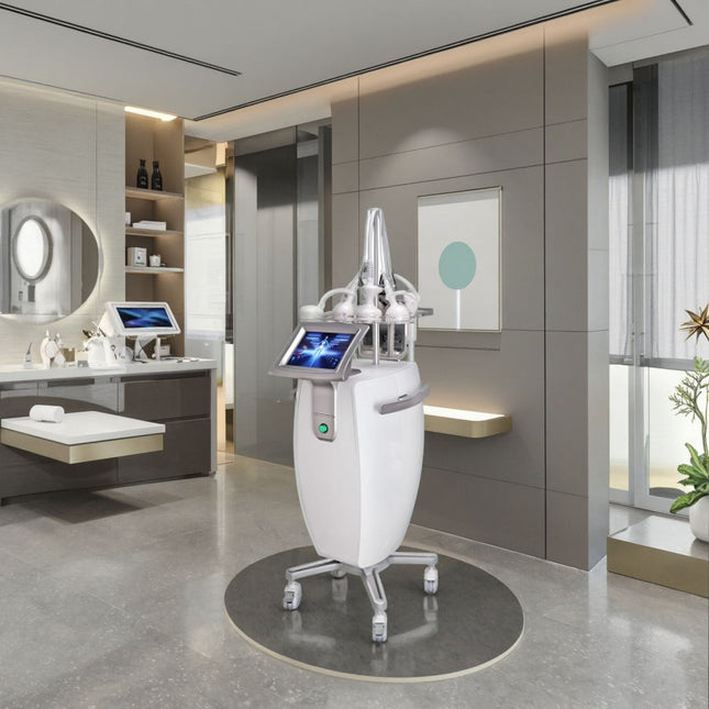 6-in-1 Spiral Cavitation Machine designed for weight loss and slimming, featuring RF and vacuum technology for effective body contouring.