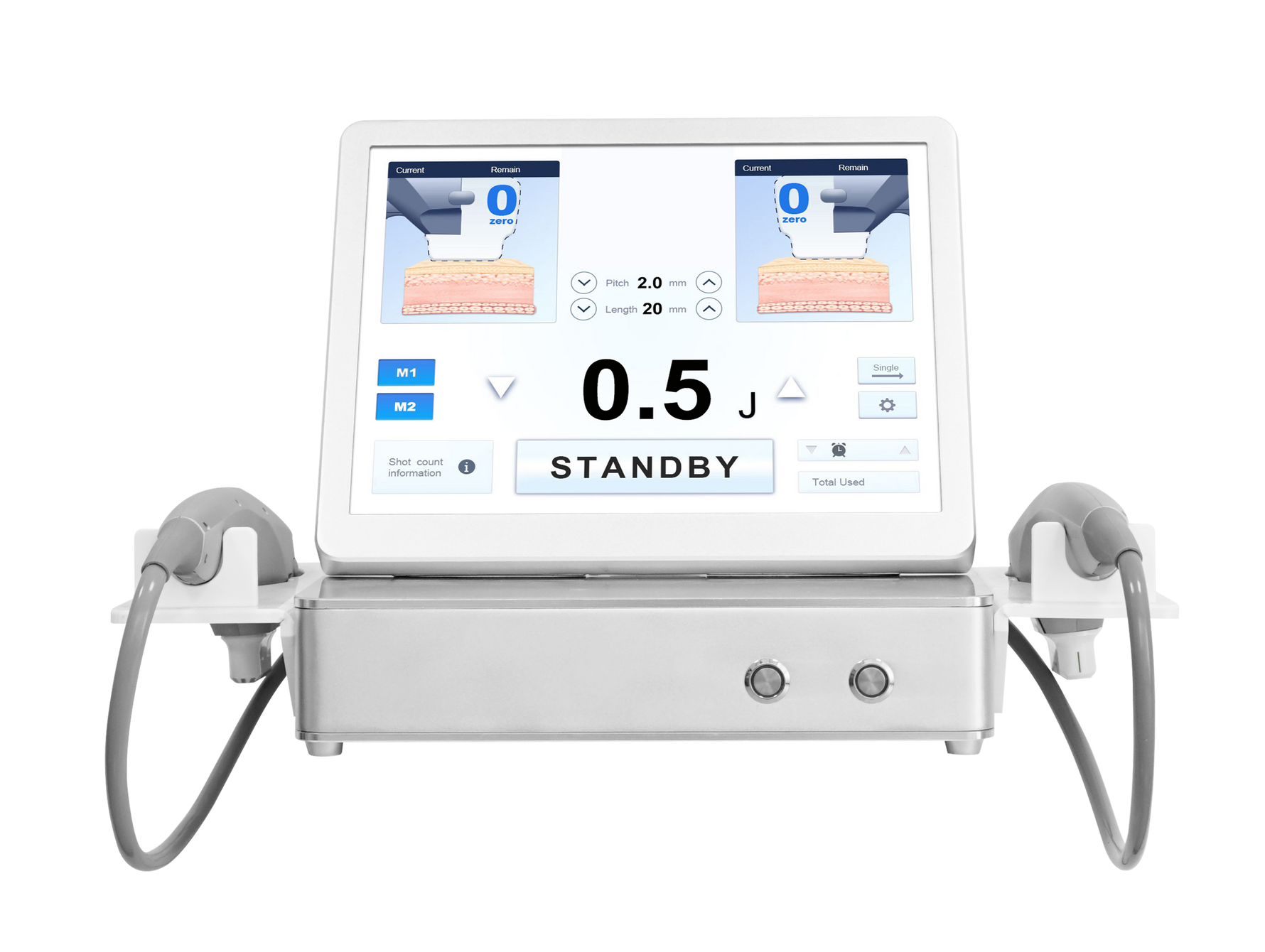 15 inch touchscreen console on portable 7D HIFU machine