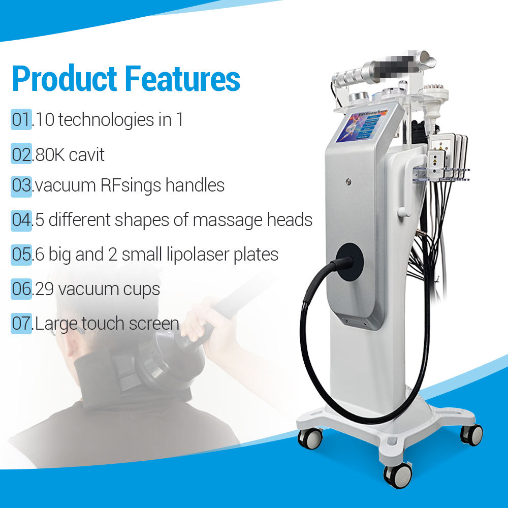 10-in-1 80K Cavitation Vacuum RF Machine with Inner Ball Roller