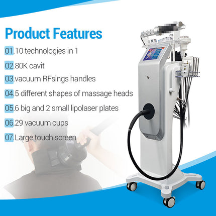 80K Cavitation Vacuum RF Slimming System with Inner Ball Roller, designed for effective fat loss, body contouring, and skin tightening.