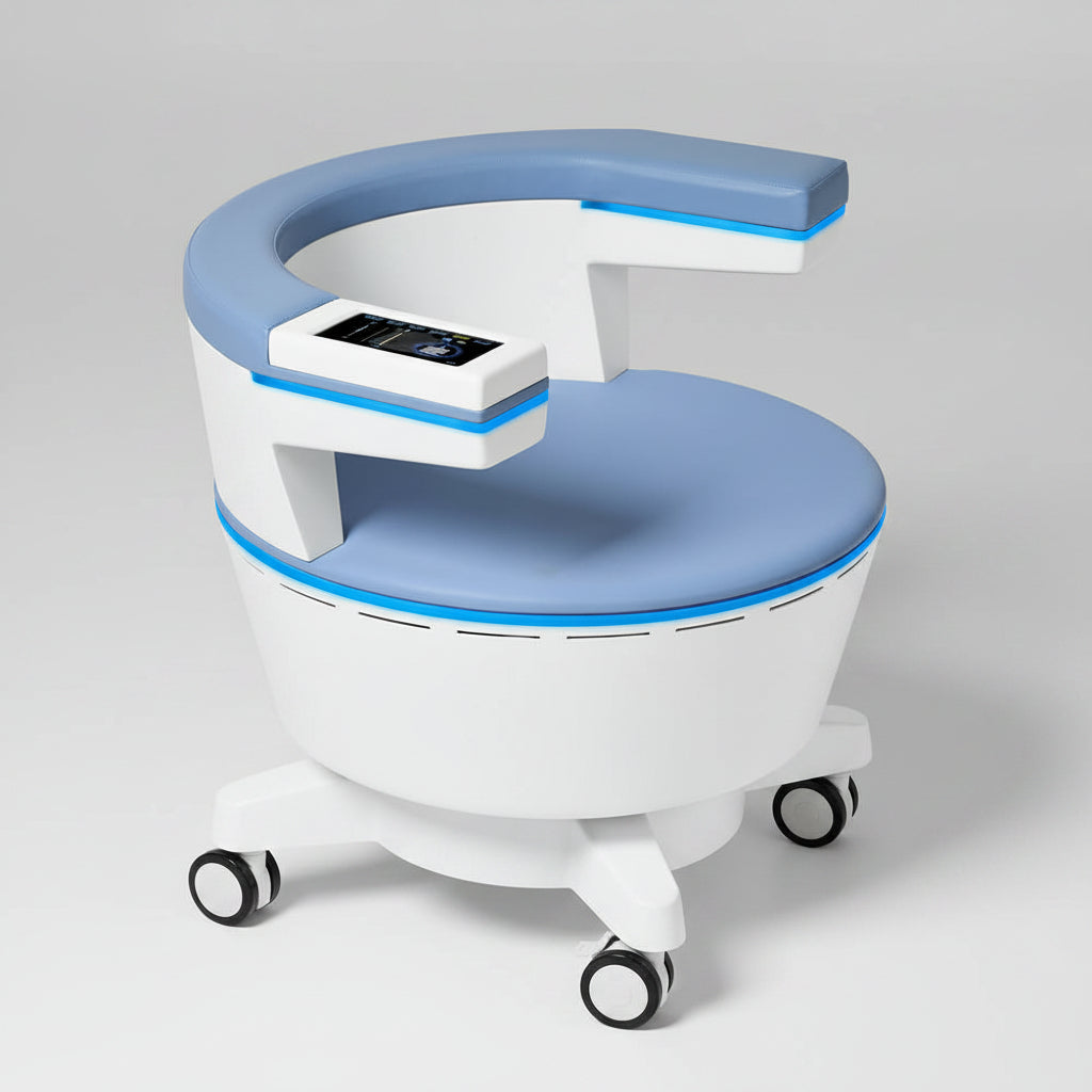 EMSLIM pelvic floor therapy chair designed for non-invasive pelvic muscle strengthening, featuring a modern design with ergonomic seating for effective pelvic health treatment.