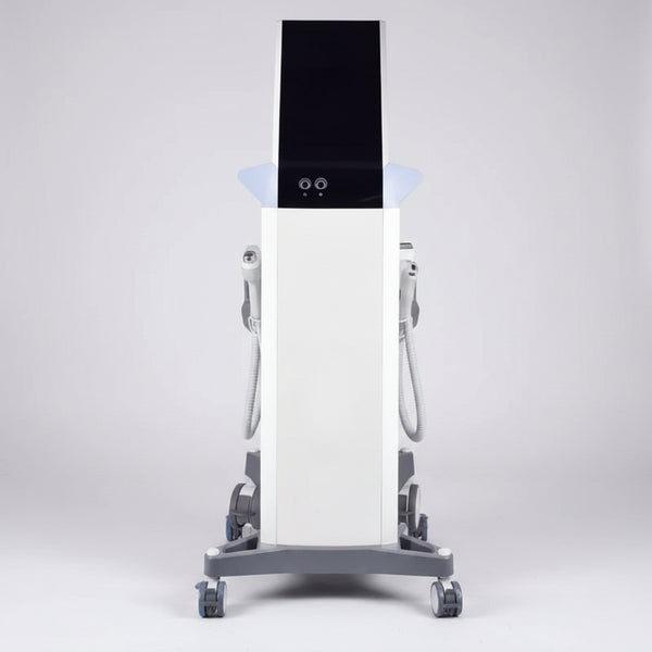 An EMS sculpting device used for body contouring and muscle toning, delivering electromagnetic pulses to stimulate muscles.