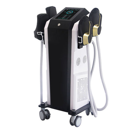 EMSzero toning and sculpting device with a sleek design, featuring treatment pads for non-invasive muscle firming and body shaping, displayed on a neutral background.
