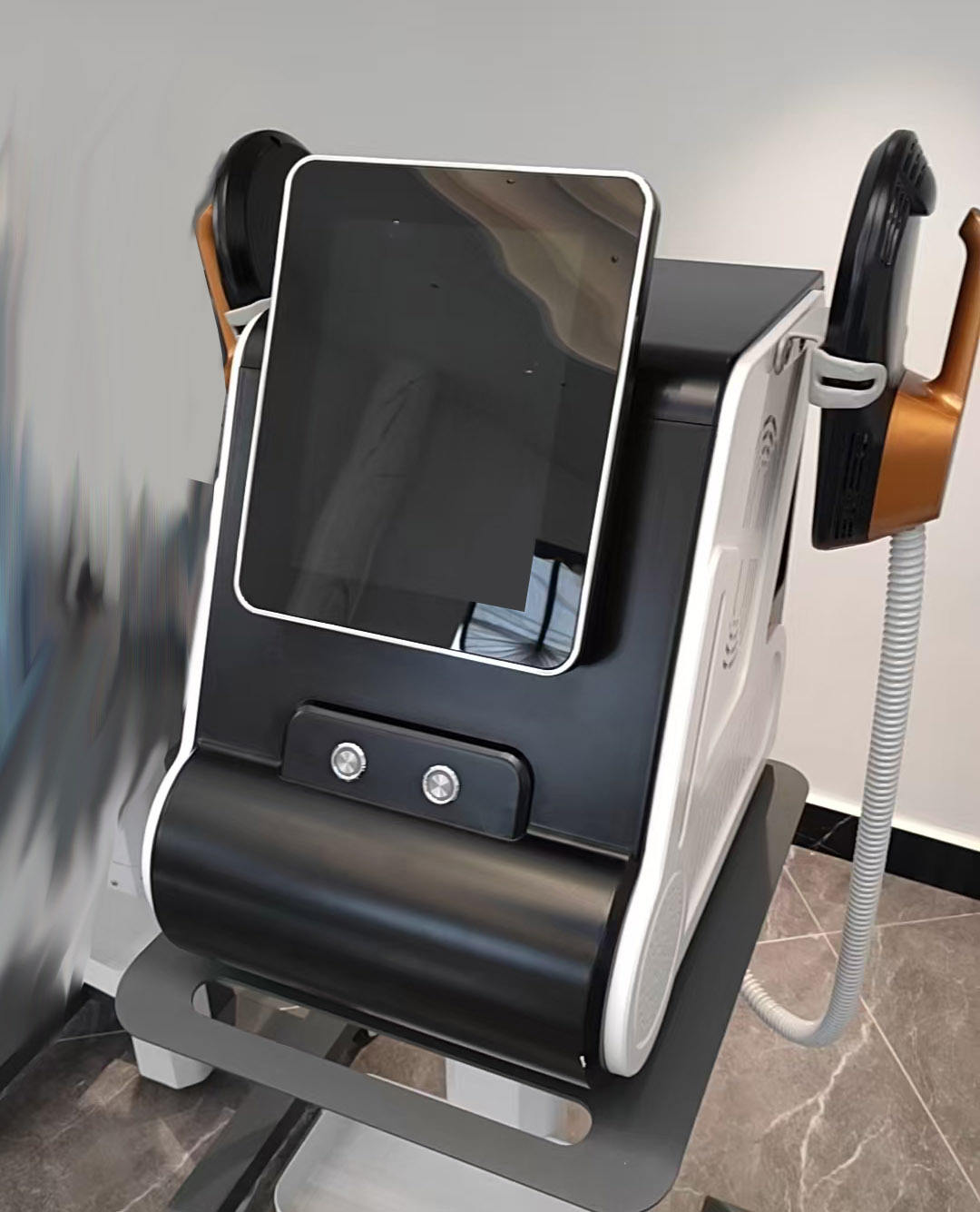 Gold Magnetic EMSlim Device for non-invasive body sculpting, using advanced technology to tone muscles and reduce fat.