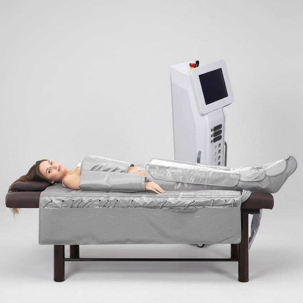 Infrared, EMS, and lymphatic drainage slimming device for effective fat reduction, body detox, and enhanced circulation.