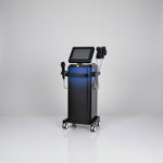 Morpheus 8 medical aesthetic tool with a sleek blue and black design, featuring a screen for advanced skin treatment procedures, placed on a white background.